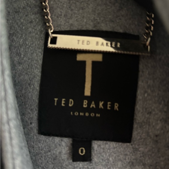 Ted Baker grey midi wool wrap coat - Picture 2 of 7